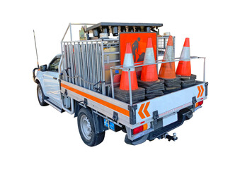 A traffic management ute, on white background