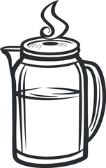 A stylish kettle with steam rising, perfect for brewing hot beverages like tea or coffee.