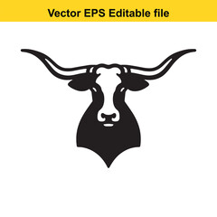 Longhorn cattle vector silhouetted 