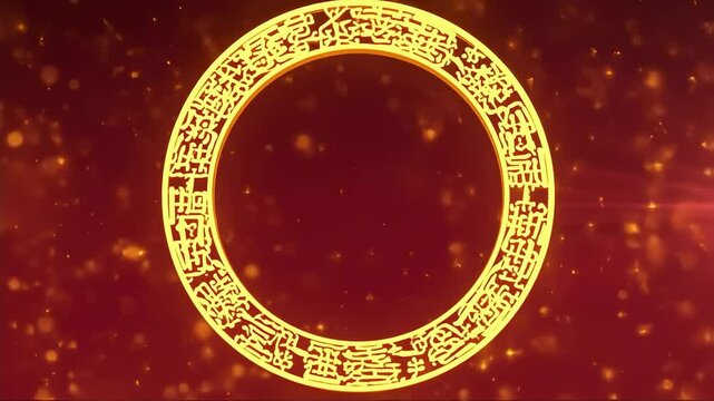 Motion graphic of Golden circle frame with chinese new year, chinese new year and year of the Horse 2026