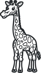 A cute cartoon giraffe character with a tall neck and playful expression perfect for children.