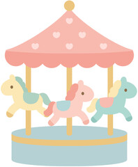 귀여운 회전목마 일러스트