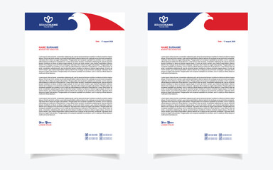modern eagle letterhead template with blue red and white color	