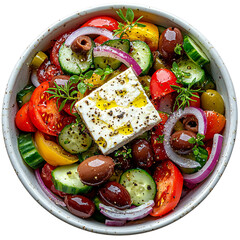 vibrant Horiatiki salad with ripe tomatoes and feta

