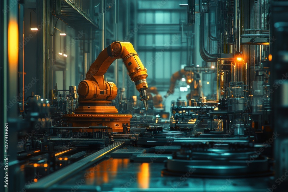 Aufkleber an advanced robotic arm operates in a high-tech industrial setting, showcasing automation and precis