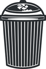 A simple illustration of a trash bin designed for waste disposal and recycling.
