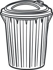 Illustration of a simple trash bin designed for waste disposal and recycling purposes.