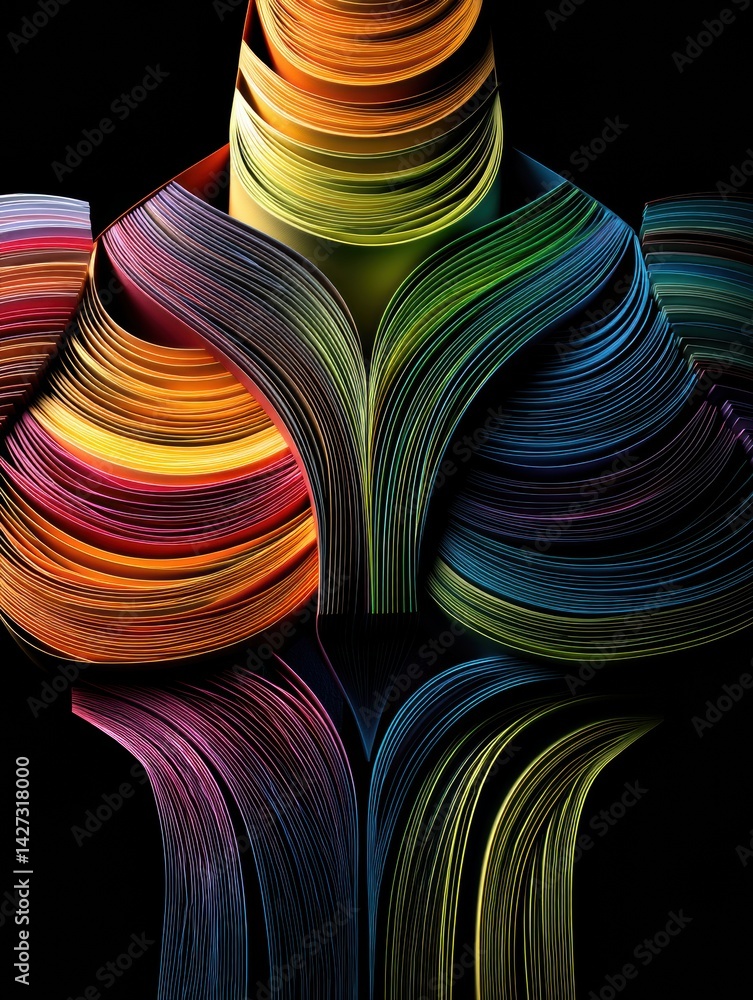 Aufkleber colorful abstract representation of muscular form showcasing strength and wellness through flowing r