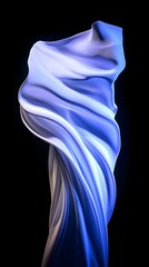 Abstract swirling blue and white fabric. Elegant, flowing textile design. Ideal for backgrounds, websites, and design projects.