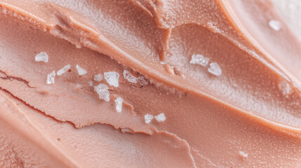 Fototapeta premium Chocolate ice cream with scattered salt crystals – macro dessert texture