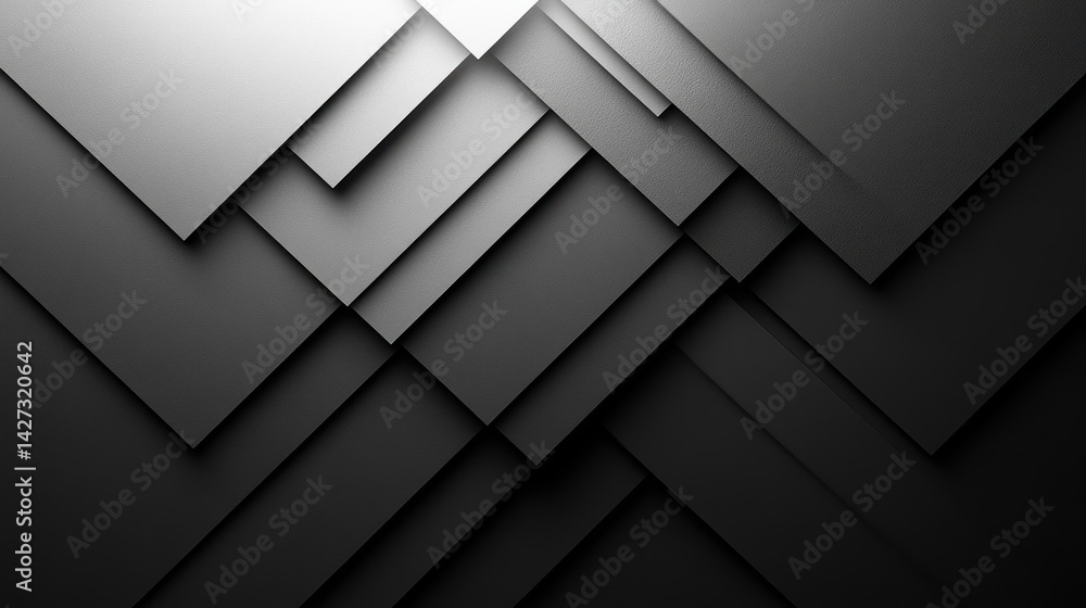 Poster abstract gray scale geometric shapes: overlapping squares and rectangles
