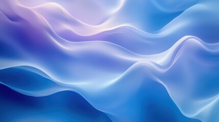 Obraz premium Abstract flowing blue and white waves create a smooth, ethereal texture. A calming, fluid design with subtle light gradients