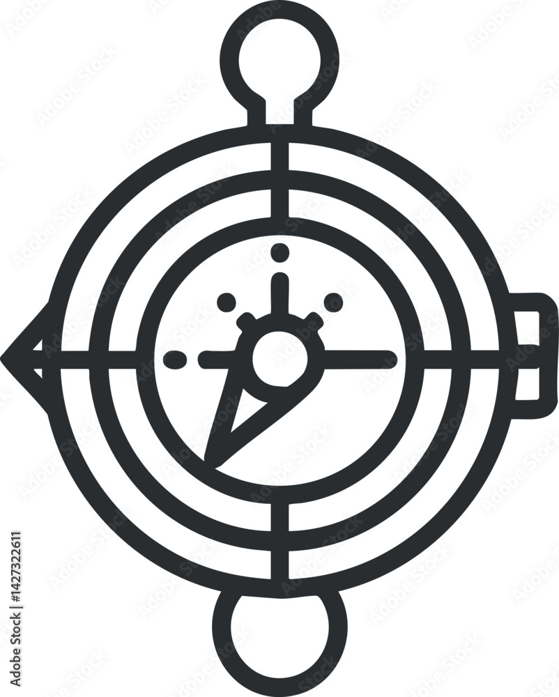 Poster a simple and modern compass icon representing navigation and direction for travelers and explorers.