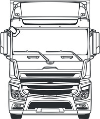 Front view illustration of a large commercial truck designed for transportation and logistics.