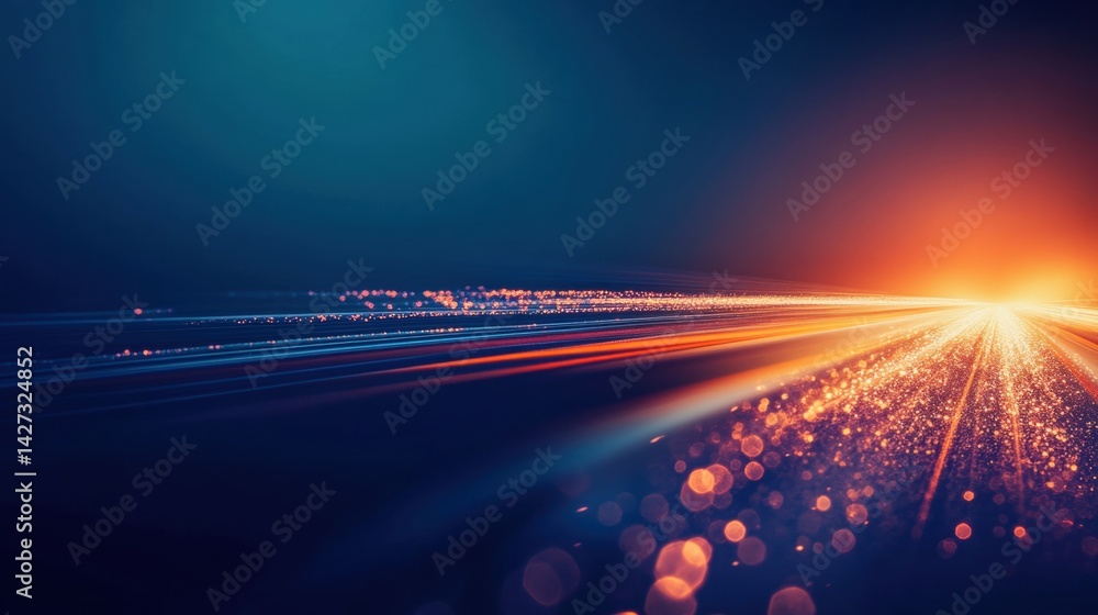 Poster vivid light trails and bokeh create an energetic atmosphere in a dark environment, showcasing moveme