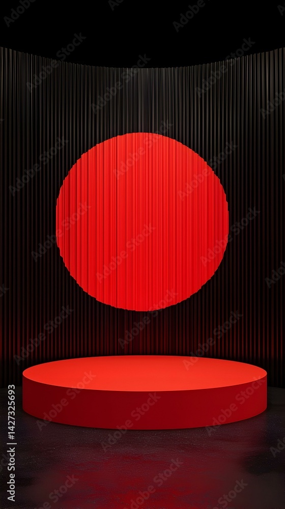 Aufkleber red and black abstract background with a circular stage. perfect for product displays, presentations