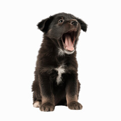 Obraz premium Adorable Yawning Puppy on a Tech-Inspired Background