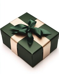 Elegant green gift box adorned with a satin ribbon, perfect for any occasion.
