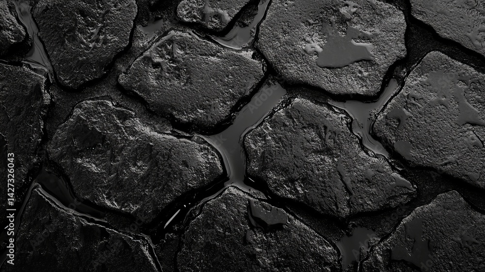 Poster dark grey wet stone texture background seamless pattern design abstract black rock surface natural i