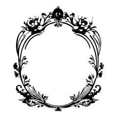 Floral Ornate Vector Frame Border Monochrome Design