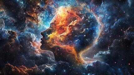 Fototapeta premium a woman face adorned with vibrant abstract paint strokes