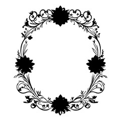 Floral Ornament Frame Silhouette Vector Art
