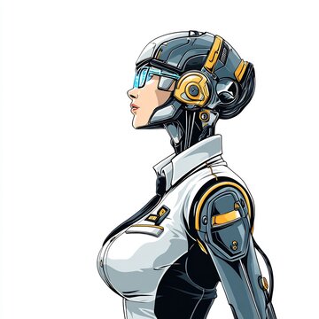 futuristic cyborg woman profile view clip art preview