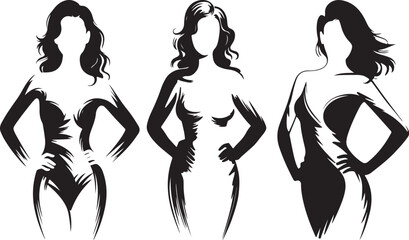 Fototapeta premium Monochrome Fashion Illustration Line Art - Stylish Waist Detail Graphic Art