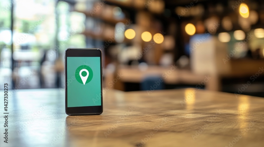 Poster phone on table with shopping success notification and package tracking button