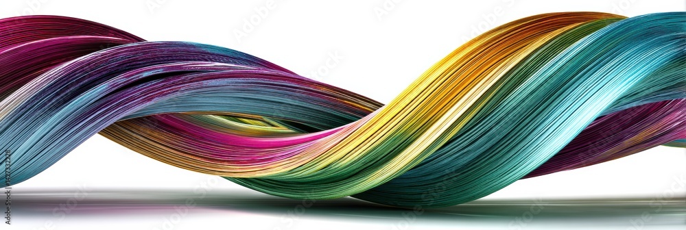 Fototapete abstract representation of muscle form created with colorful ribbons emphasizing strength and wellne