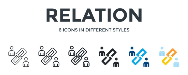 Relation Icon In Different Style Vector Illustration. Designed In Thin Line, Regular Line, Bold Line, Glyph, Color Fill, And Flat Style Can Be Used For Web
