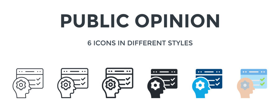 Public Opinion Icon In Different Style Vector Illustration. Designed In Thin Line, Regular Line, Bold Line, Glyph, Color Fill, And Flat Style Can Be Used For Web
