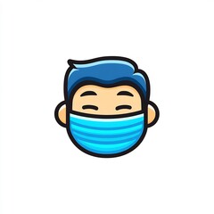 Blue face with medical mask emoji