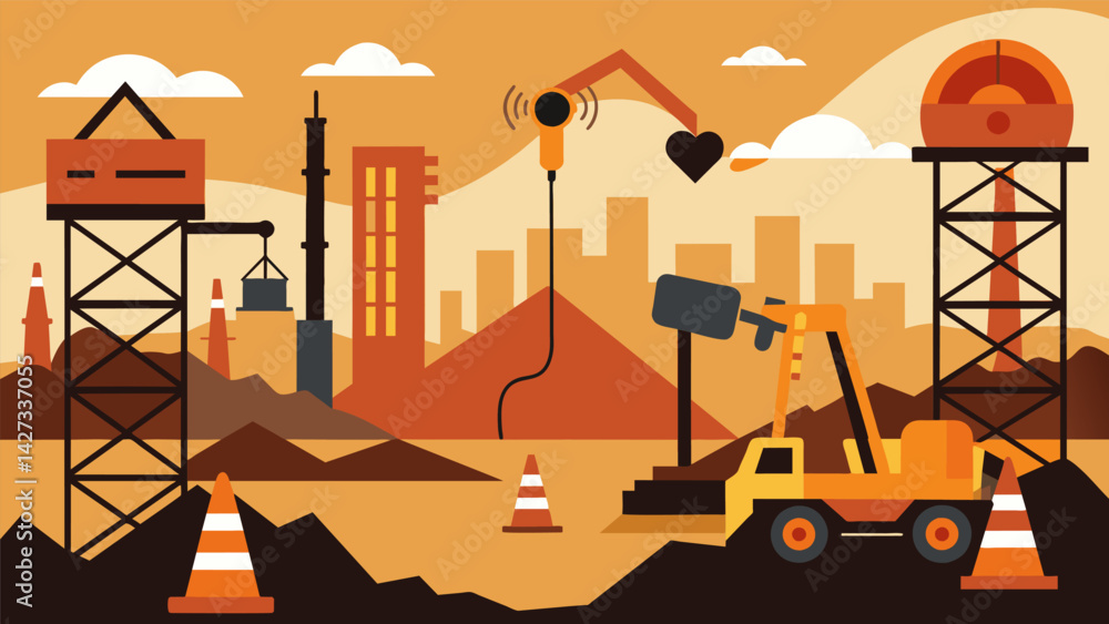 Poster the sound of drilling and hammering can be heard in the distance a reminder that the work never stop