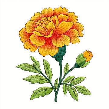 orange marigold flower on white background clip art preview