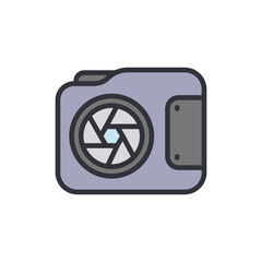 Camera colored icons, minimalist vector illustration ,simple transparent graphic element .Isolated on white background
