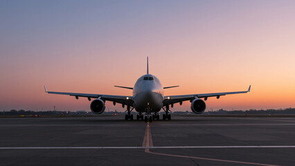 Obraz premium Air Freight Plane Ready for Takeoff at Sunrise 