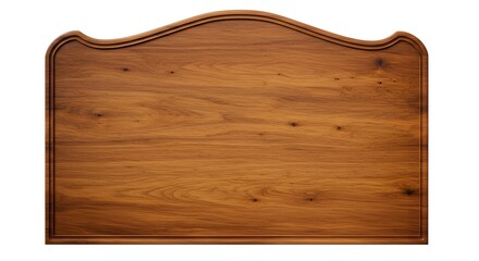 Wooden headboard isolated on white background showing wood grain texture and classic design