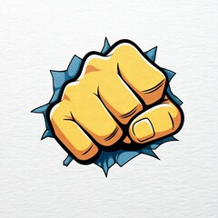 comic fist punch paper white background vector