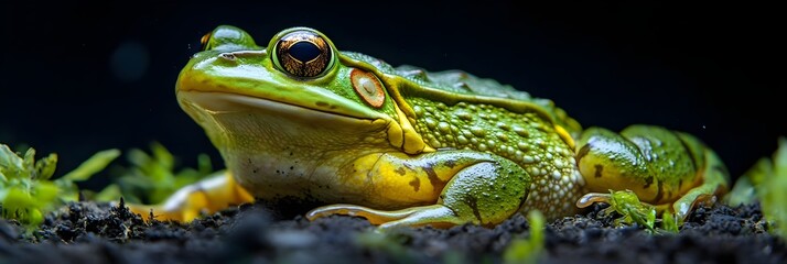 Magnificent Green Frog Close Up Stunning Amphibian Portrait in Nature
