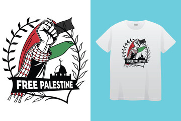 Free Palestine flag vector, Save Gaza Save Palestine illustration for banner, t-shirt, poster, sticker, badges, social media design. We stand with Palestine. isolated on black background.