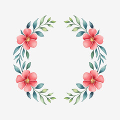 Obraz premium Elegant botanical frame with pink blossoms and foliage