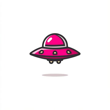 pink ufo alien spaceship cartoon emoji icon