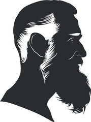 Silhouette of a bearded man in profile showcasing a vintage and stylish appearance.