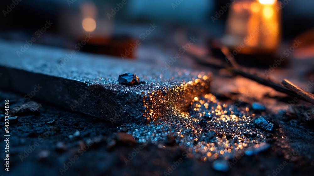 Aufkleber mystical particles and shimmering light on rough surface for abstract concepts