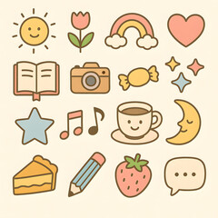 Cute clipart icons for decorating a diary