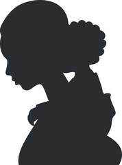 Elegant silhouette of a woman in profile showcasing a stylish hair bun and graceful features.