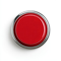 Red button with metal ring isolated on white background