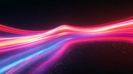 Abstract Dynamic Neon Light Streaks: Pink, Orange, and Blue Glowing Waves on Black Background