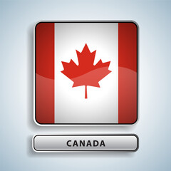 Canada flag square button Isolated on color gradient background. Exclusive Icon flag